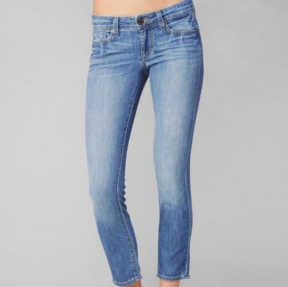 PAIGE Denim - Paige Kylie Crop Distressed Light Wash Denim 25